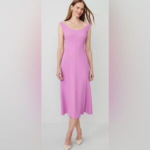 Ann Taylor Seamed Flare Dress In Fluid Crepe - Orchid Glow